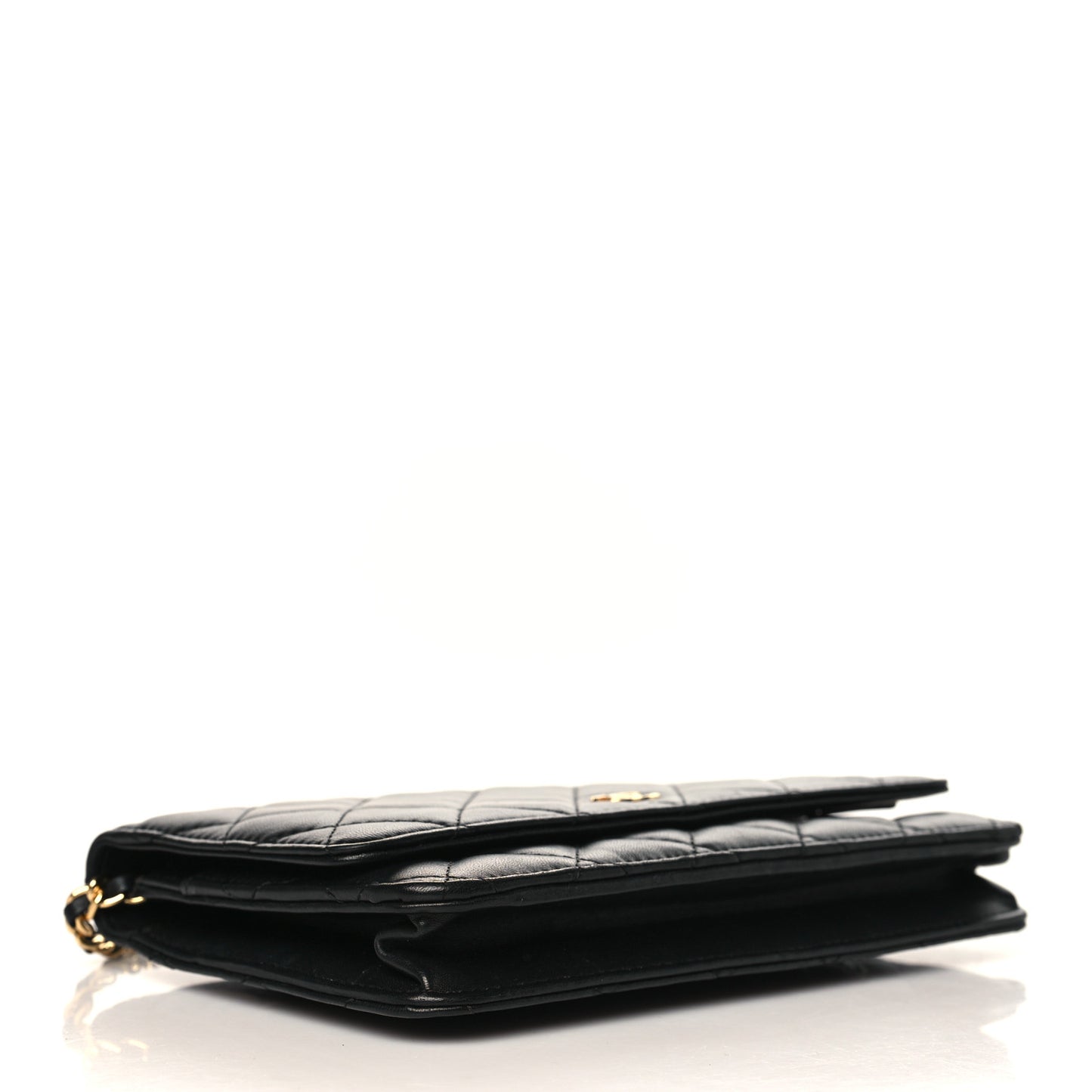 Lambskin Quilted Wallet On Chain WOC Black