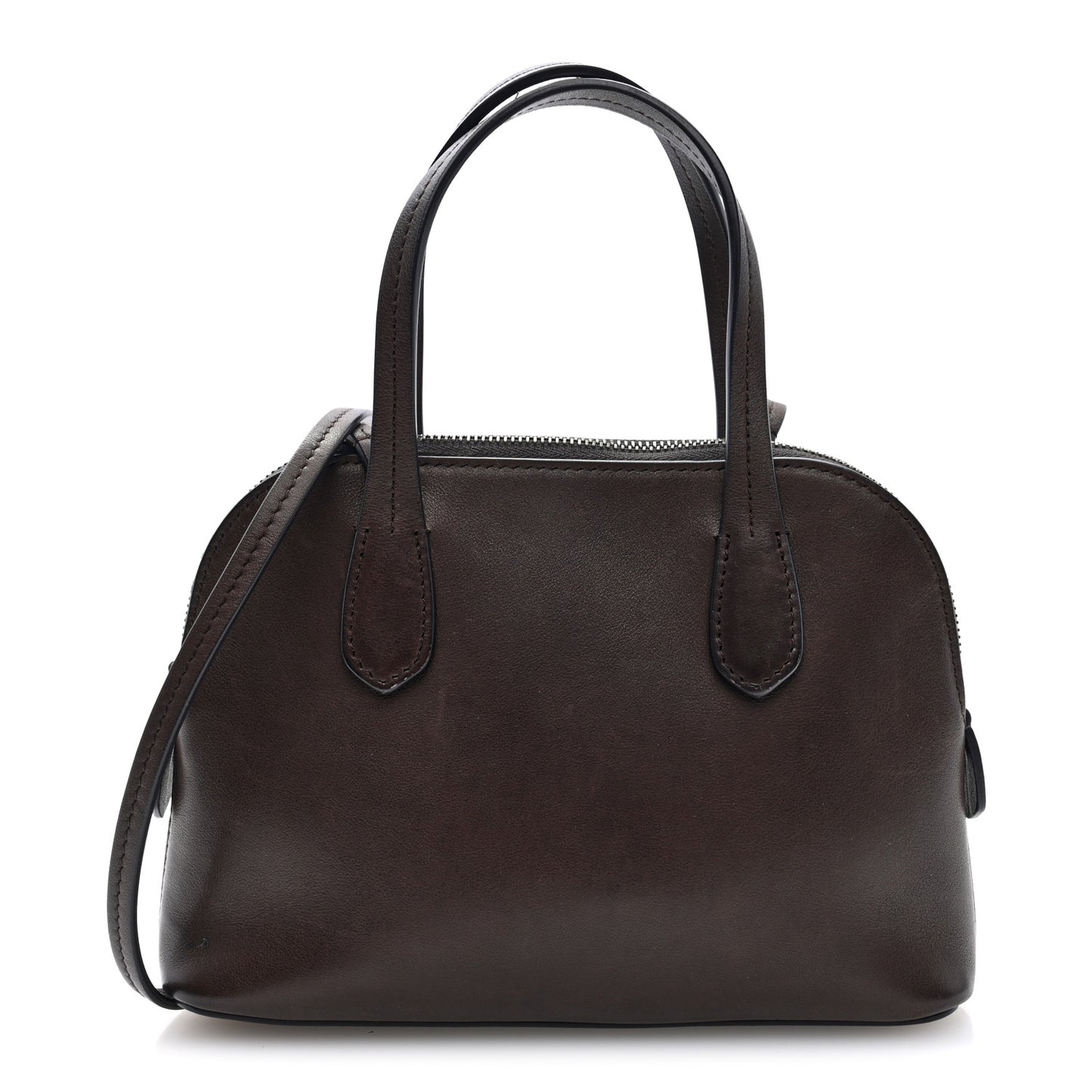Polished Saddle Calfskin Ingrid Shoulder Bag Hippo Grey