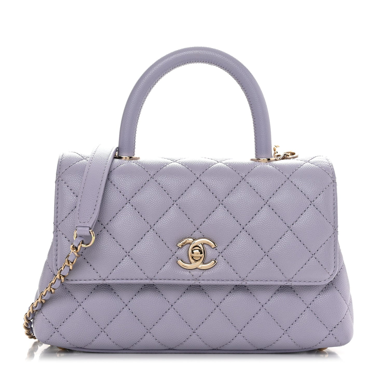 Caviar Quilted Mini Coco Handle Flap Light Purple