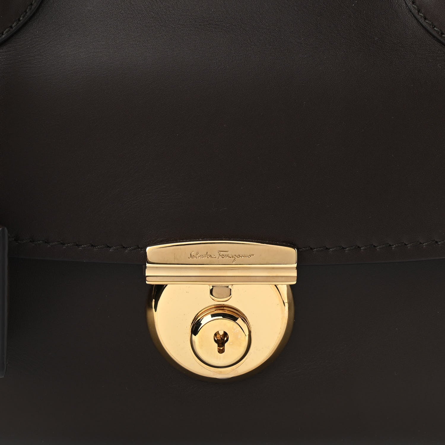 Salvatore Ferragamo Calfskin Fiamma Bag Brown 7 of 10