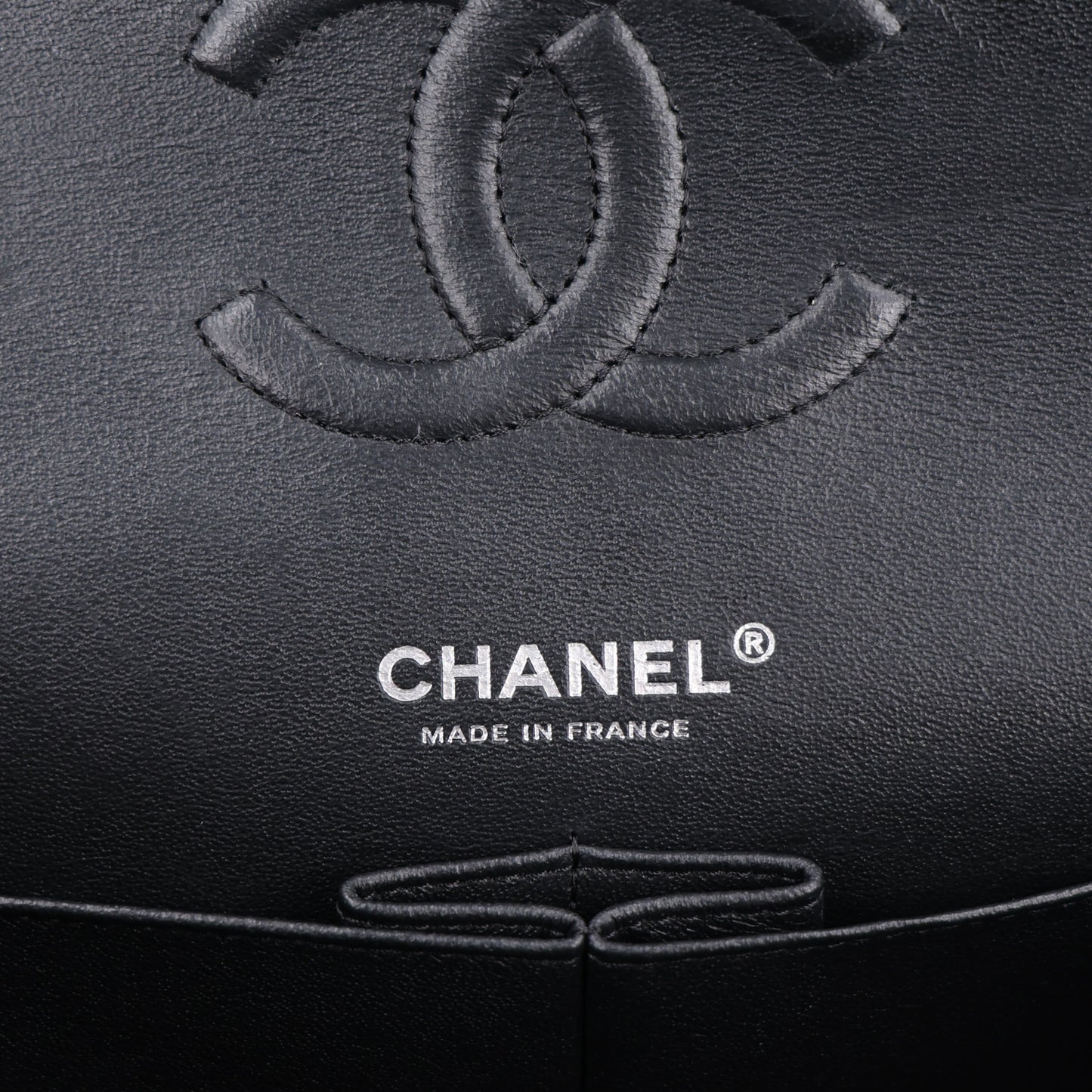 Shiny Crumpled Calfskin Quilted Medium Double Flap So Black