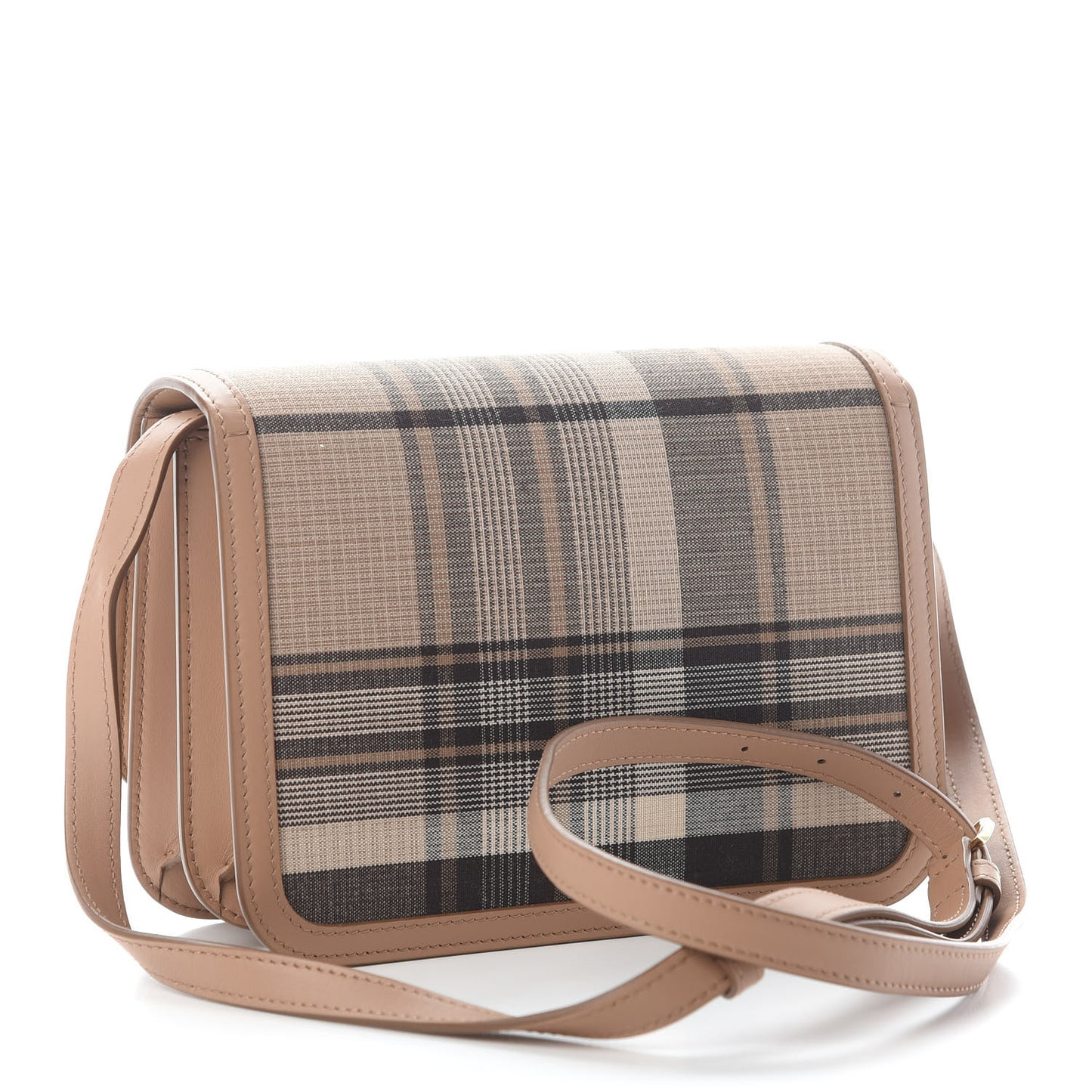 Calfskin Tartan Print Small TB Bag Light Fawn