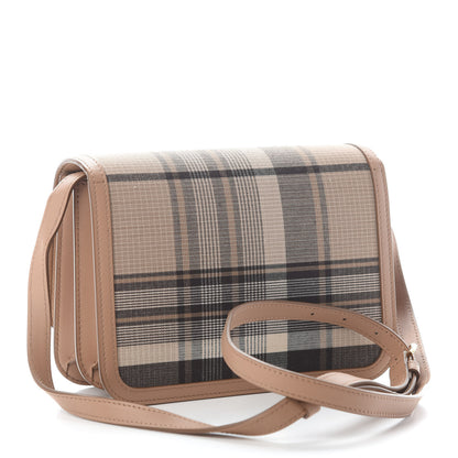 Burberry Calfskin Tartan Print Small TB Bag Light Fawn 2 of 7