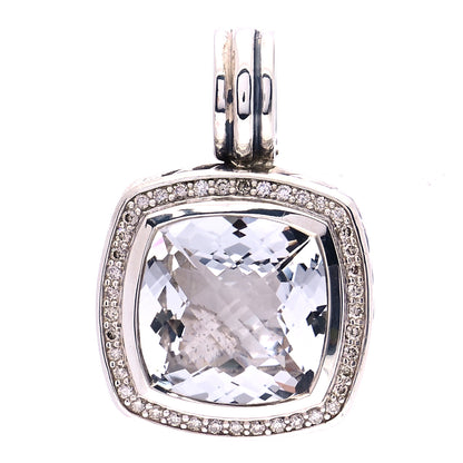 David Yurman Sterling Silver Diamond Quartz 14mm Albion Enhancer Pendant 1 of 7