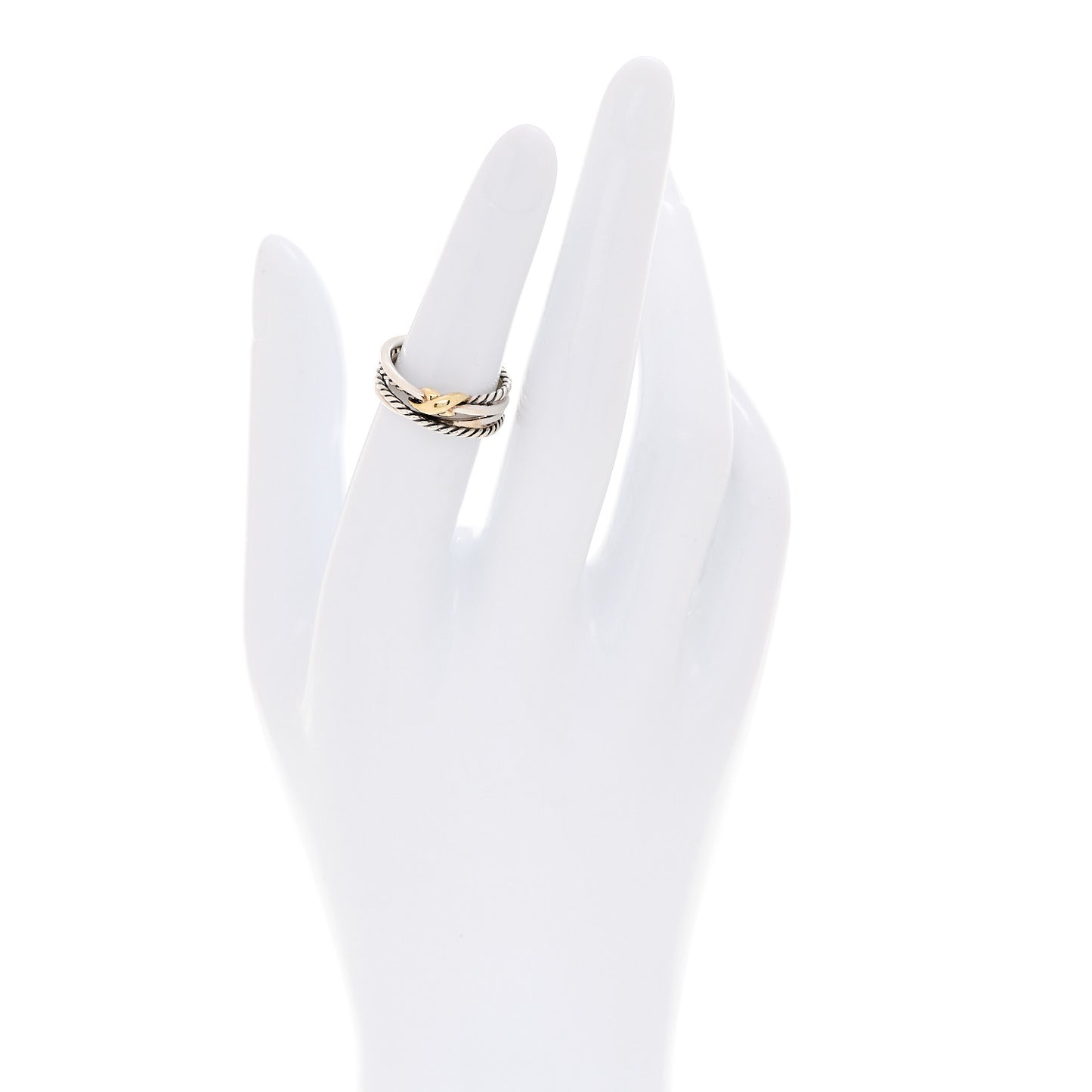 Sterling Silver 18K Yellow Gold 6mm X Crossover Ring 50 5.25
