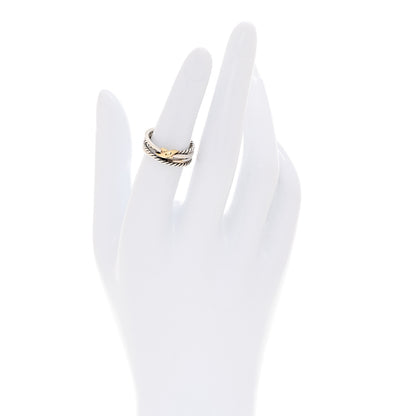 David Yurman Sterling Silver 18K Yellow Gold 6mm X Crossover Ring 50 5.25 2 of 5