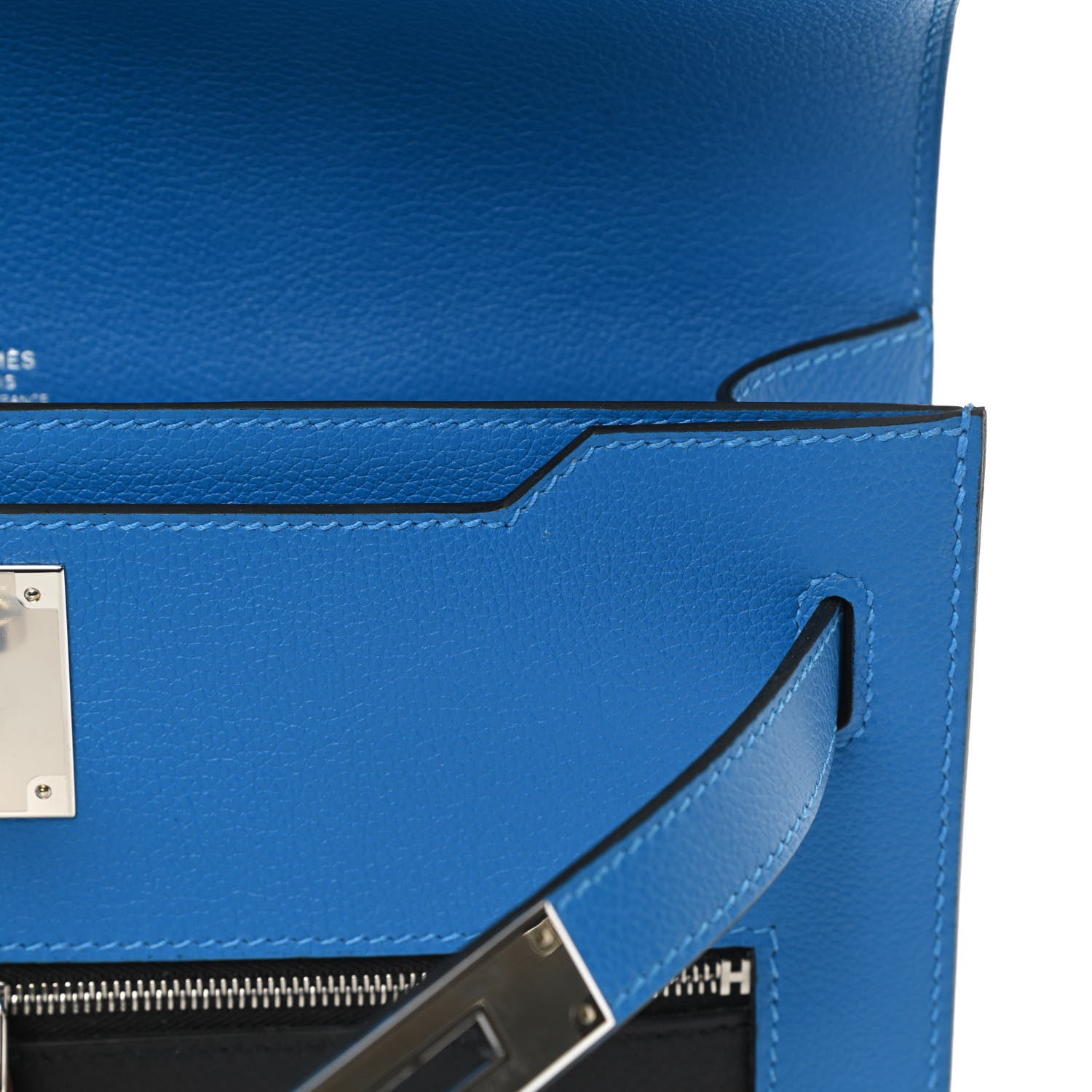 Hermes Evercolor Evergran Barenia Colormatic Kelly Depeches 25 Pouch Blue Hydra Black Fauve 8 of 9