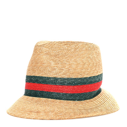 Gucci Abaca Straw Web Fedora Hat M 1 of 9