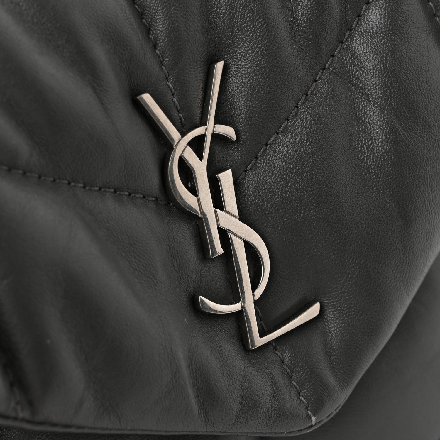 Saint Laurent Lambskin Quilted Toy Loulou Puffer Monogram Chain Satchel Fog 13 of 13