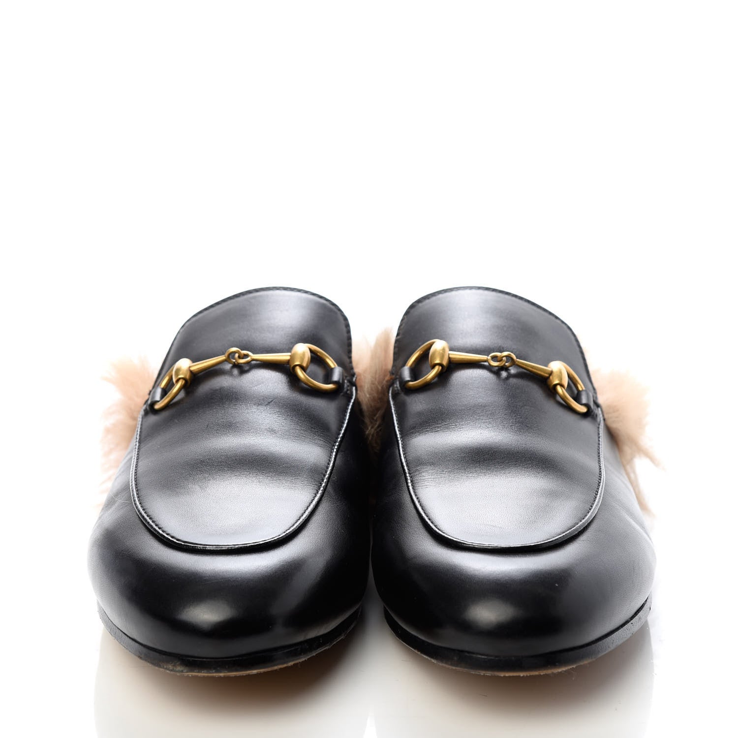 Gucci Calfskin Fur Womens Princetown Slippers 38 Black 2 of 10