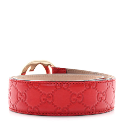Gucci Guccissima Signature Interlocking G 40mm Belt 85 34 Hibiscus Red 2 of 4
