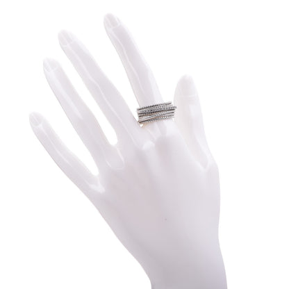 David Yurman Sterling Silver Diamond 11mm Wide Crossover Cable Ring 57 8 2 of 5
