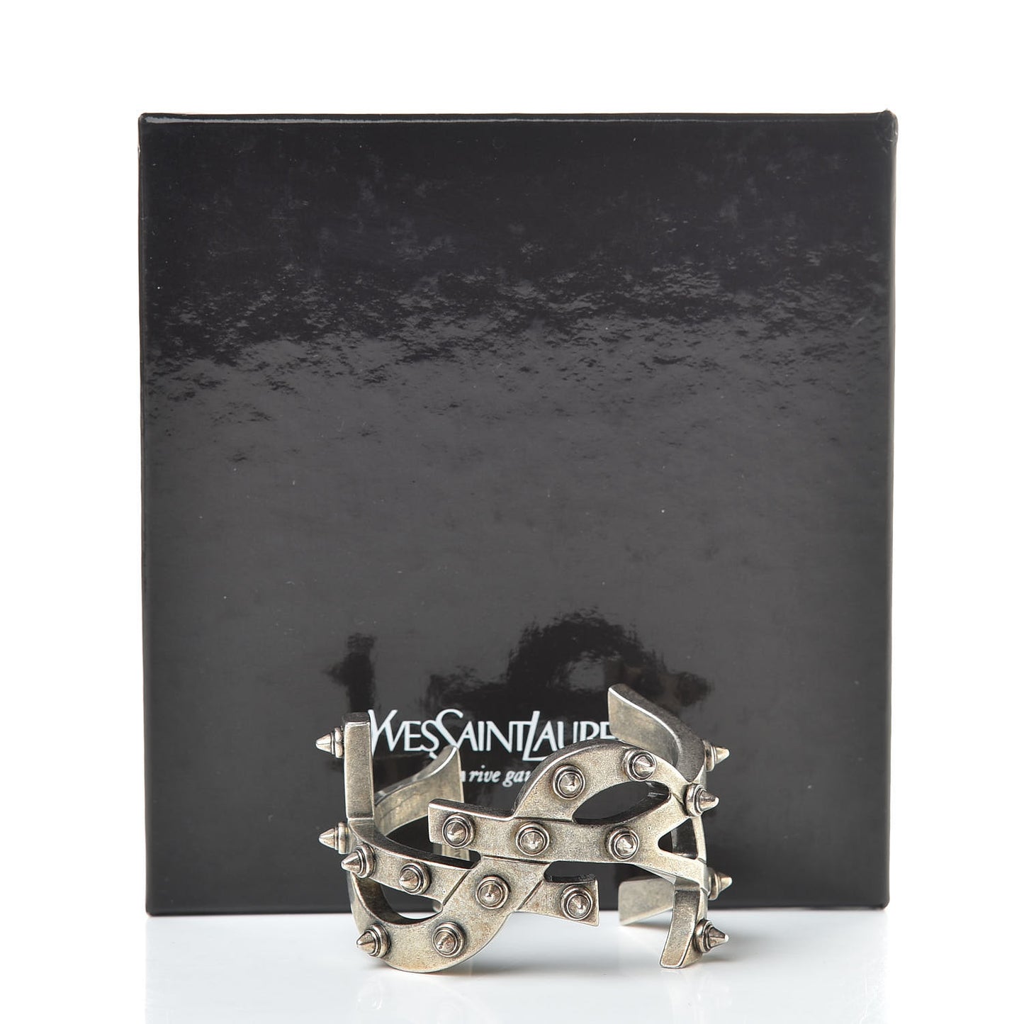 Brass Monogram Spiked Cuff Bracelet Argent