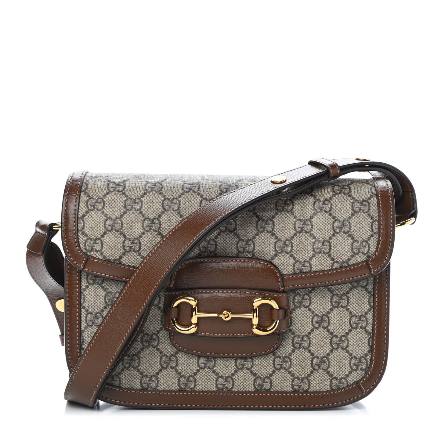 GG Supreme Monogram Horsebit 1955 Shoulder Bag Beige Brown Sugar