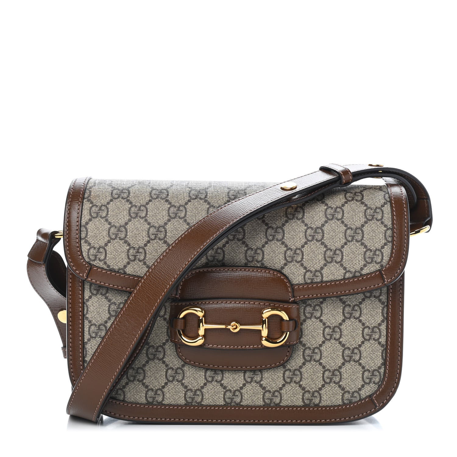 Gucci GG Supreme Monogram Horsebit 1955 Shoulder Bag Beige Brown Sugar 1 of 9