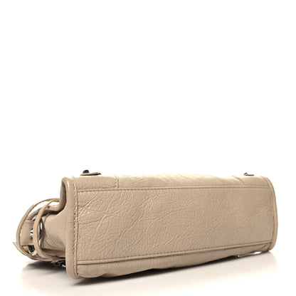 Balenciaga Agneau Classic Silver Hardware Mini City Logo Strap Light Beige Black 5 of 12