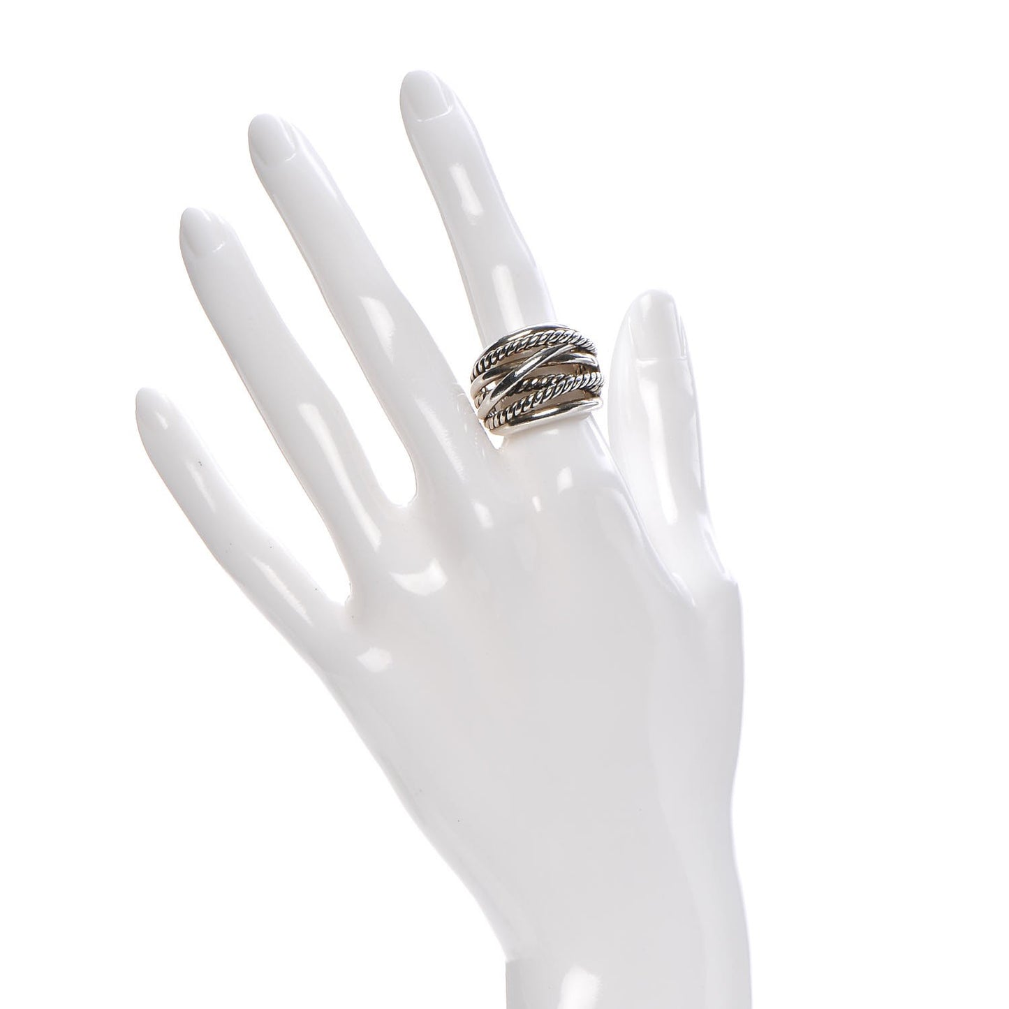 Sterling Silver 18mm Wide Crossover Cable Ring 53 6.25