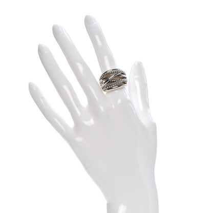 David Yurman Sterling Silver 18mm Wide Crossover Cable Ring 53 6.25 2 of 4