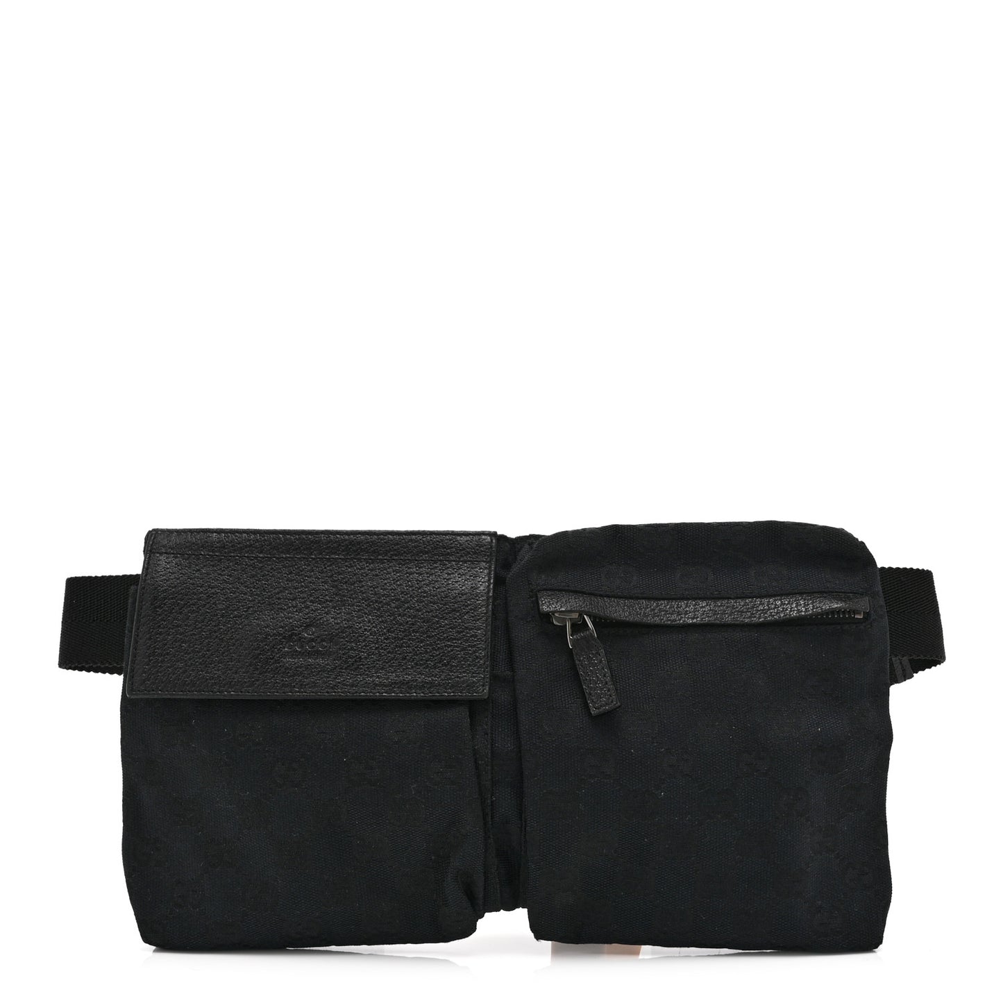 GG Monogram Double Pocket Belt Bag Black