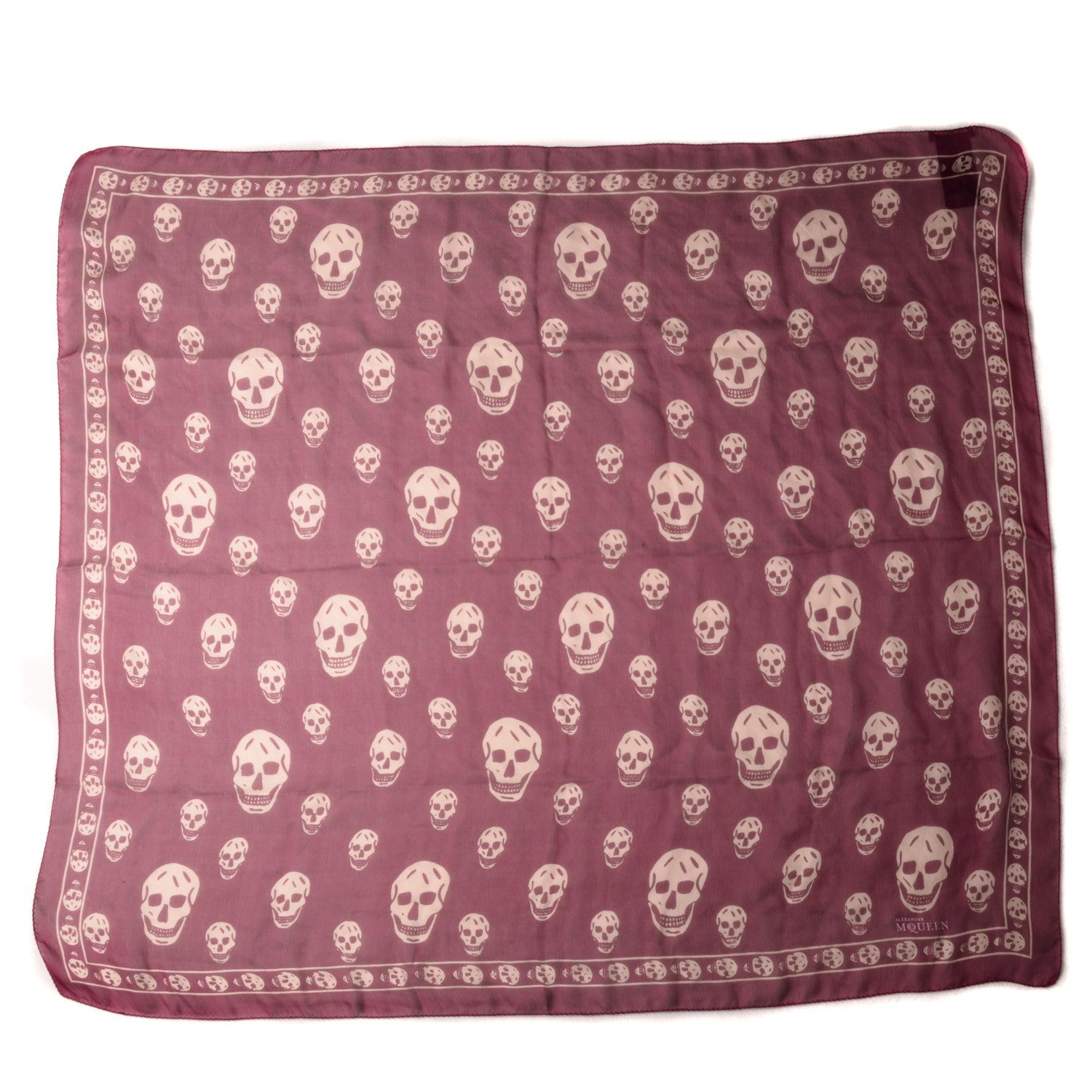 Alexander McQueen Silk Chiffon Skull Scarf Burgundy 3 of 7