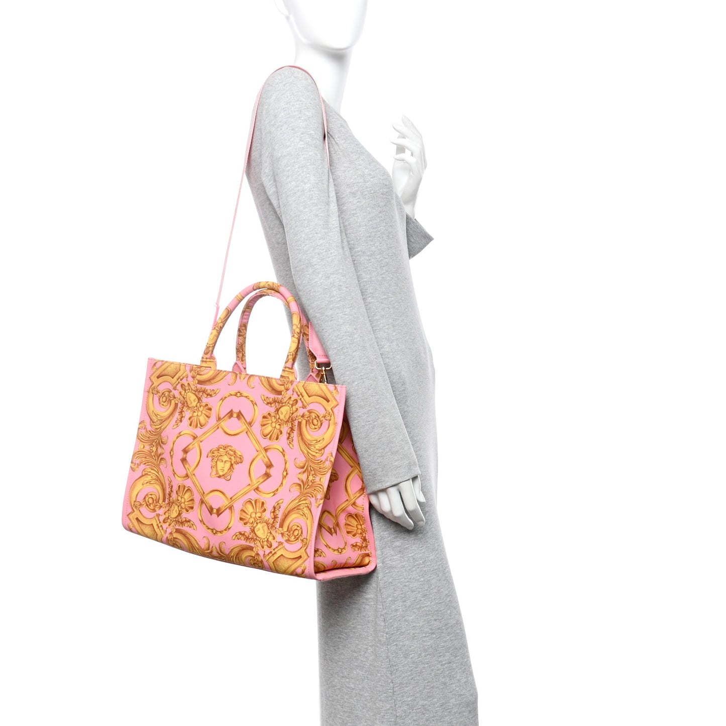 Canvas Baroque Print Medusa Large Tote Pink