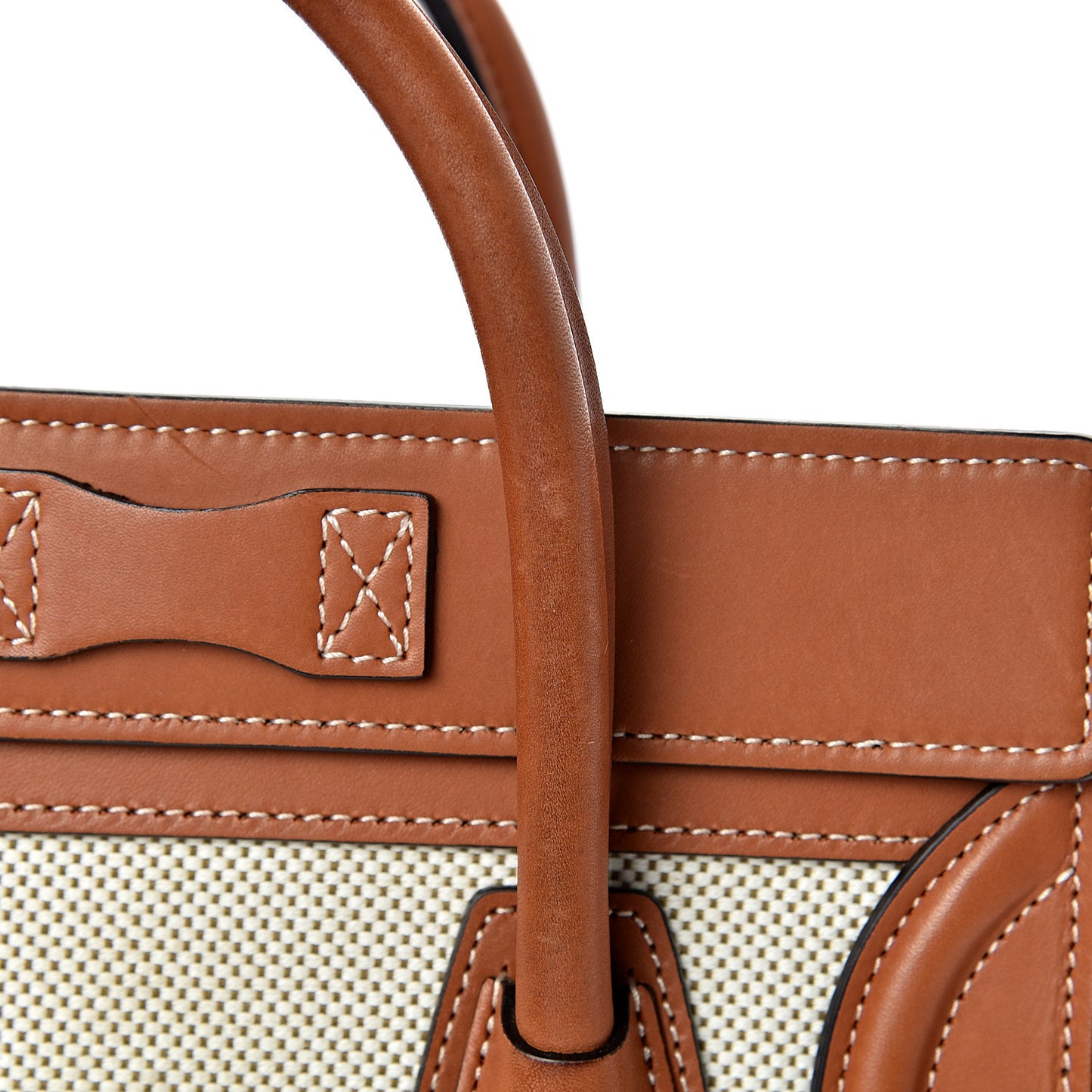 Textile Smooth Calfskin Nano Luggage Tan White