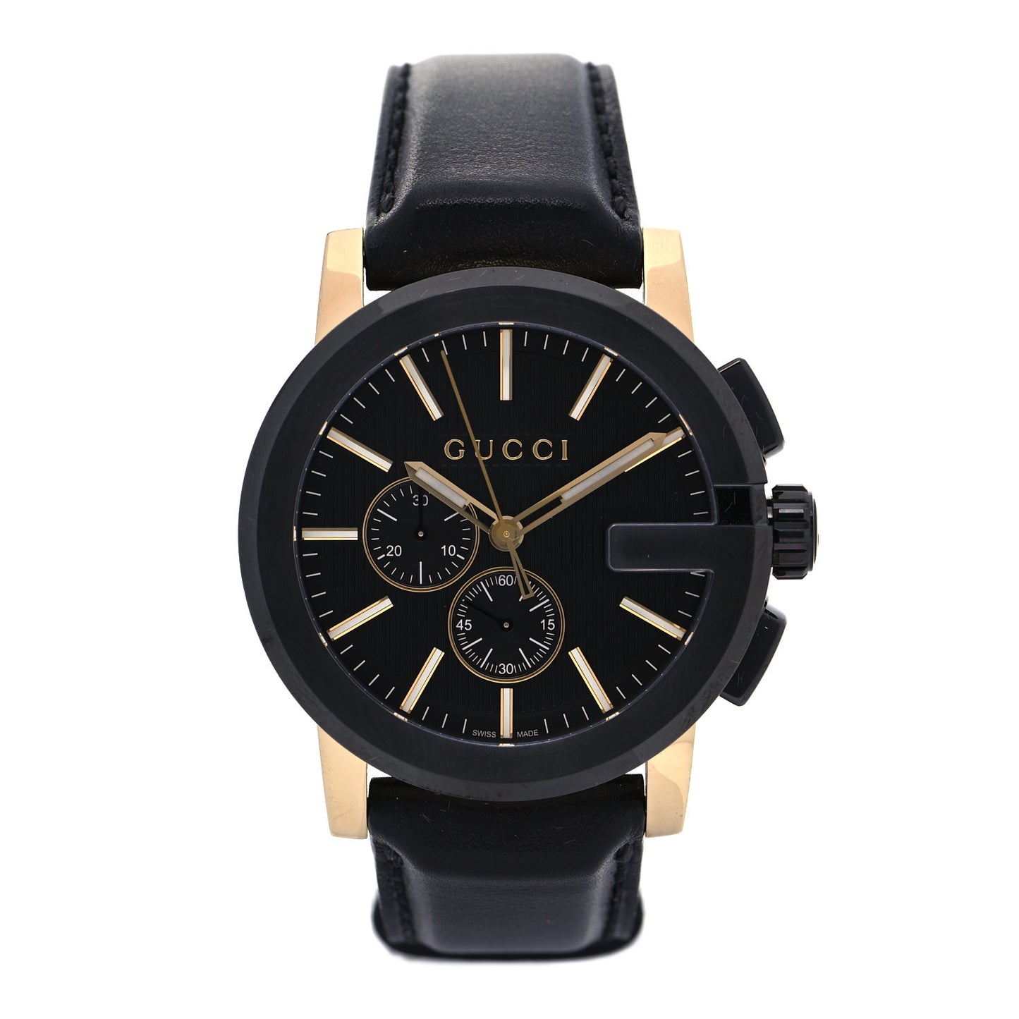 PVD Stainless Steel Calfskin 44mm G-Chrono Quartz Watch Black