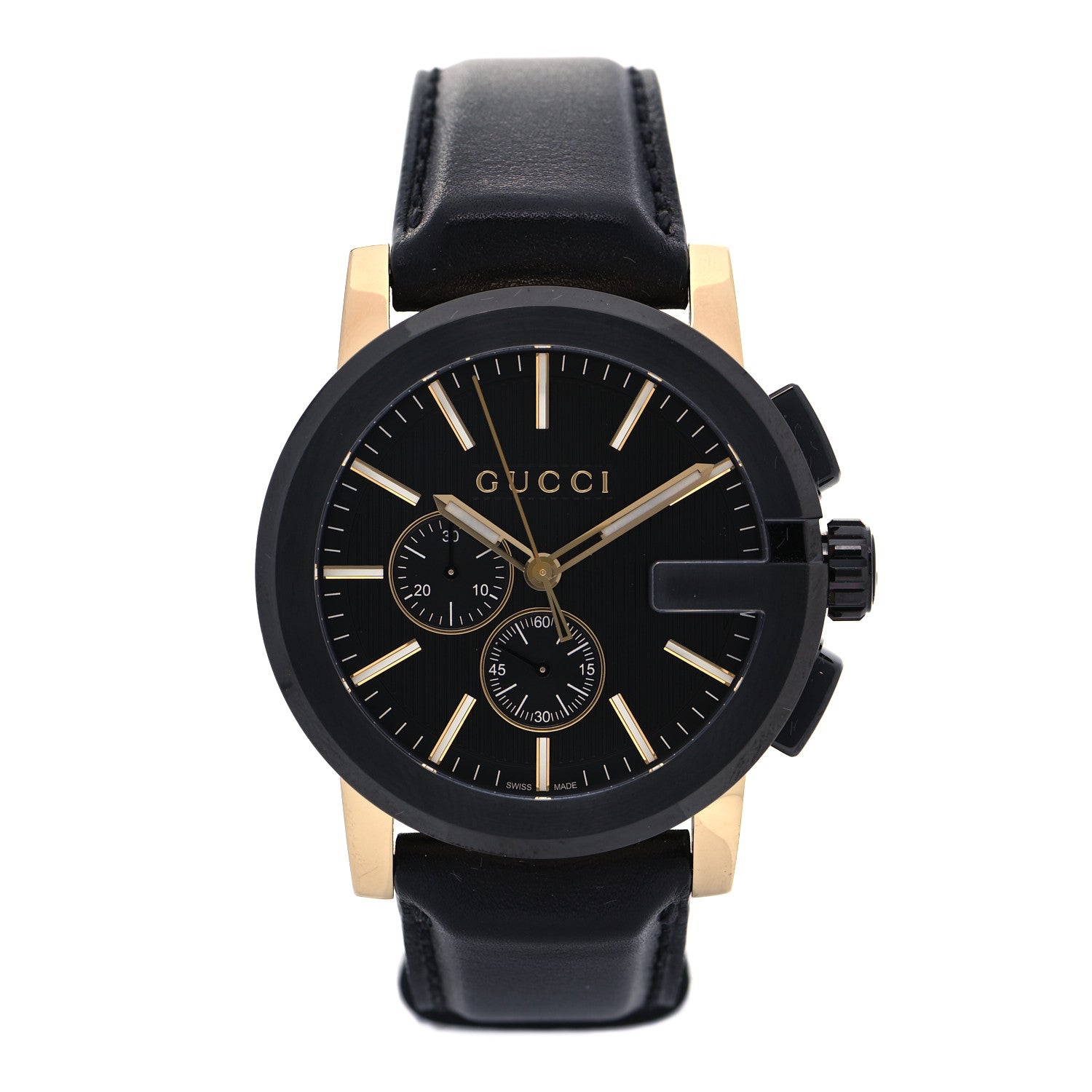 Gucci PVD Stainless Steel Calfskin 44mm G-Chrono Quartz Watch Black 1 of 5