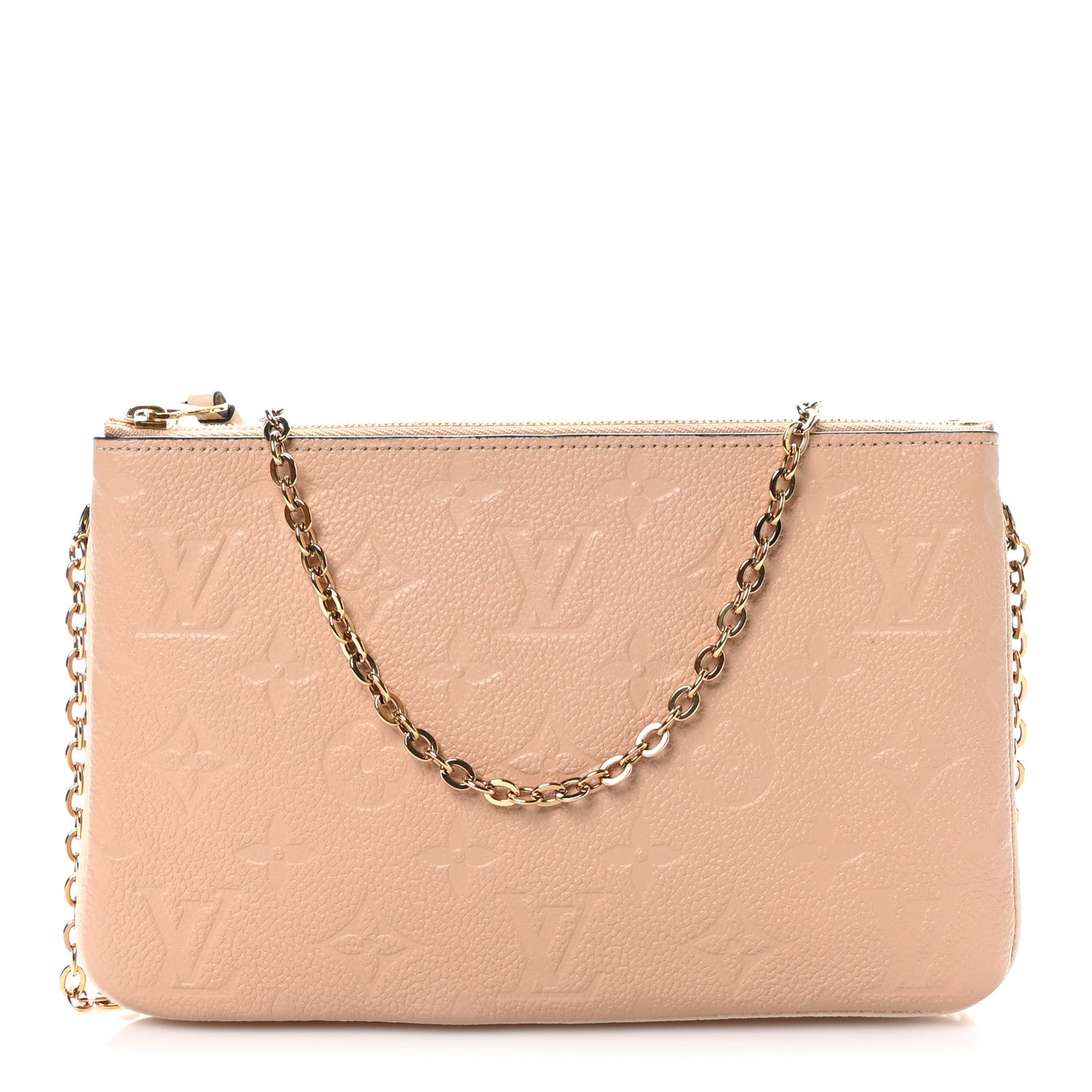 Louis Vuitton Empreinte Double Zip Pochette Beige Rose Creme 1 of 10