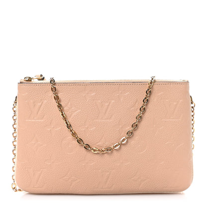 Louis Vuitton Empreinte Double Zip Pochette Beige Rose Creme 1 of 10