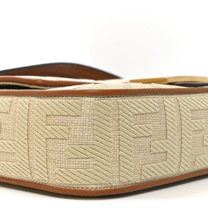 Fendi Raffia Vitello King Lucido FF Embroidered Baguette Alchemy Brandy 9 of 11