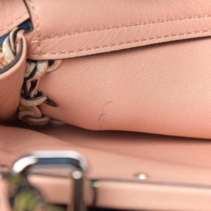 Fendi Vitello Seta Shiny Nappa Ribbon Lace Up Floral Medium Peekaboo Iconic Satchel Baby Pink Multicolor 6 of 10