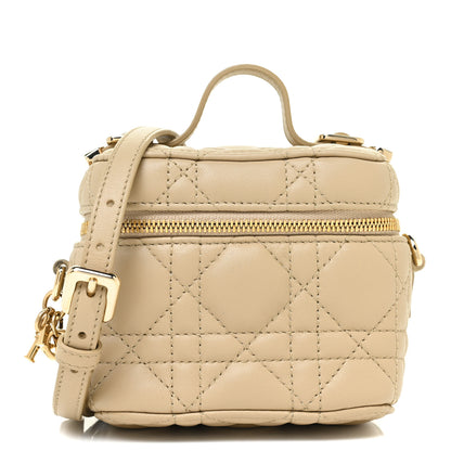 Christian Dior Lambskin Cannage Micro Lady Dior Vanity Case Beige 1 of 12