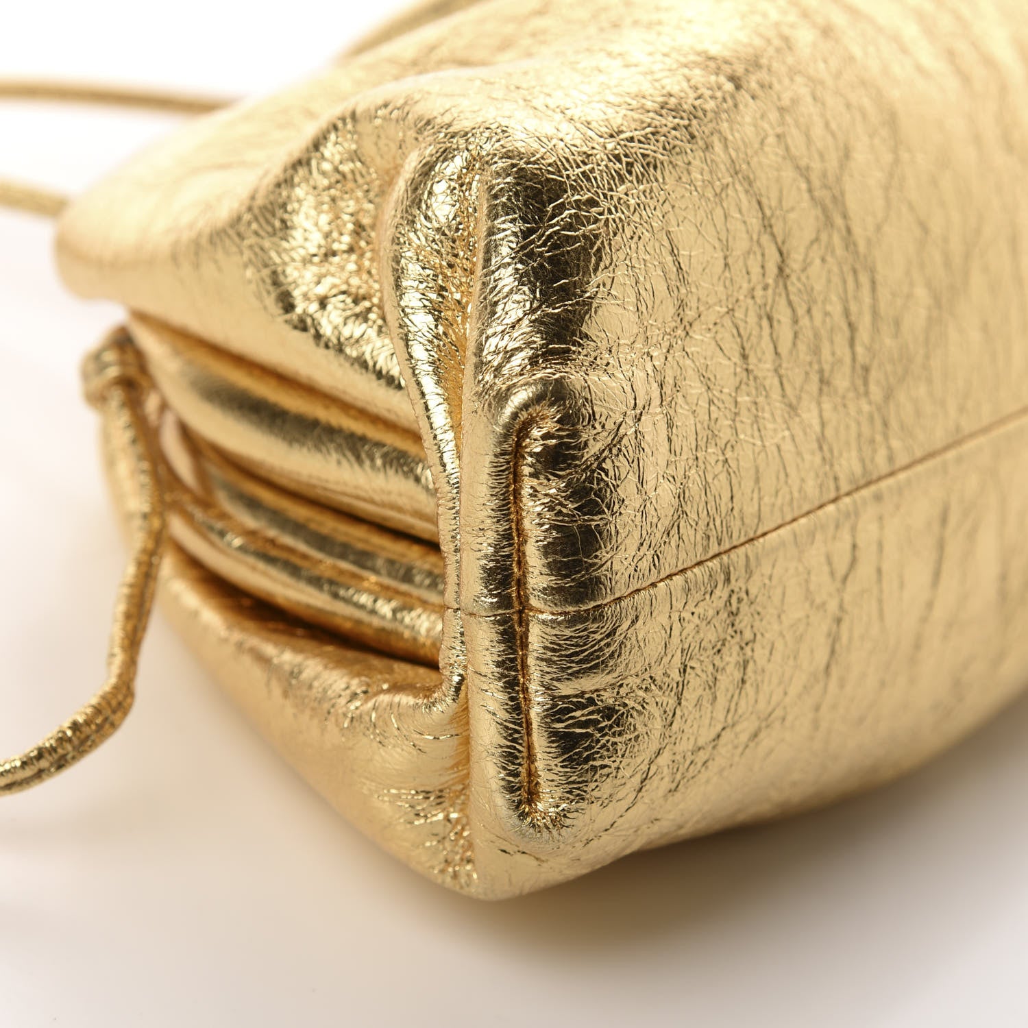 Bottega Veneta Metallic Crinkled Lambskin The Mini Pouch Oro 5 of 11