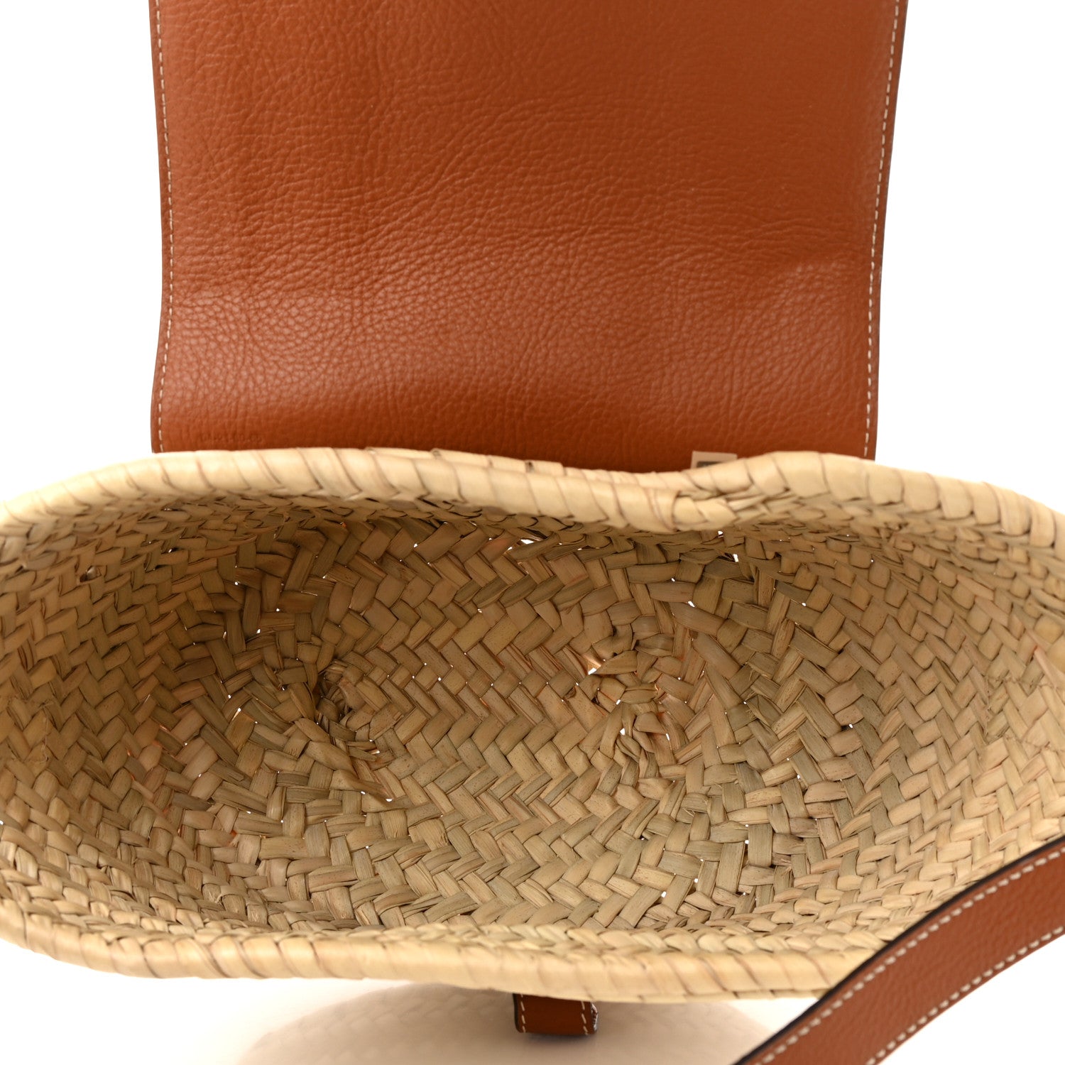 Chloe Raffia Small Grain Calfskin Medium Marcie Basket Tan 5 of 11