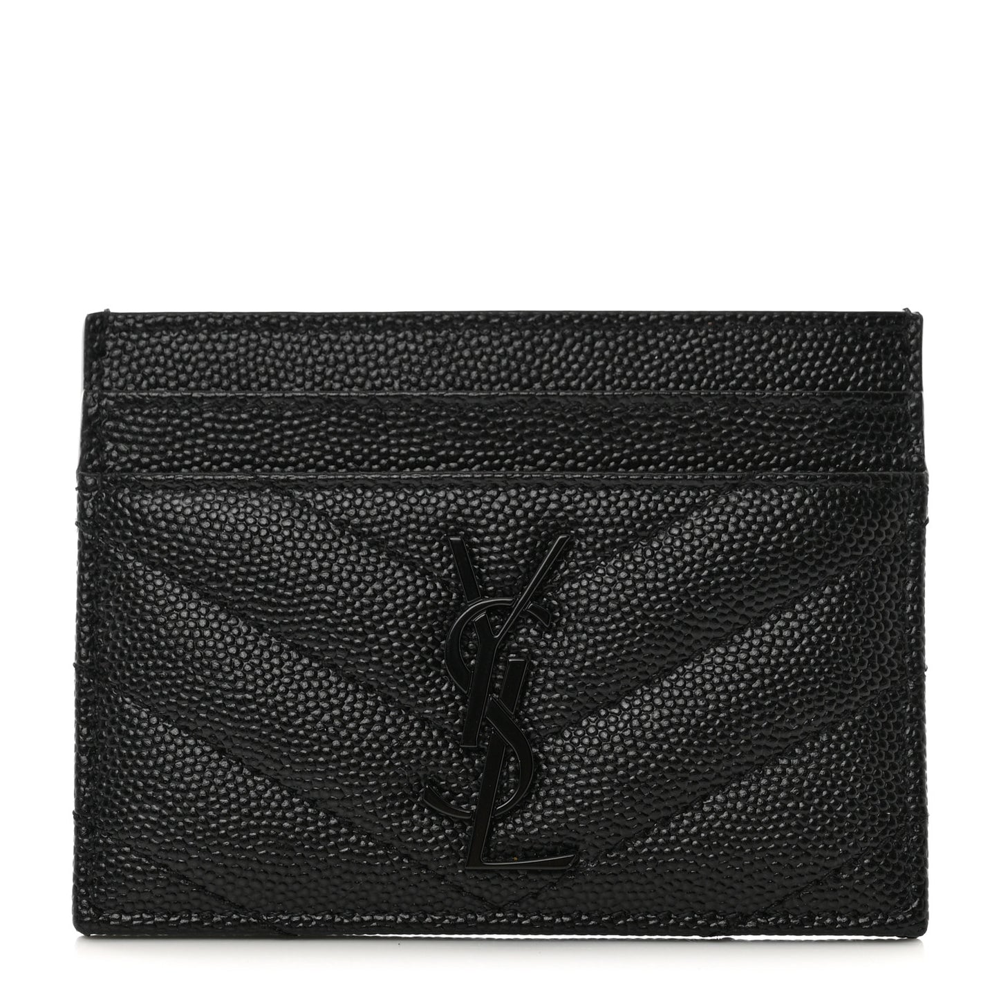 Grain De Poudre Matelasse Chevron Monochrome Monogram Credit Card Case Black