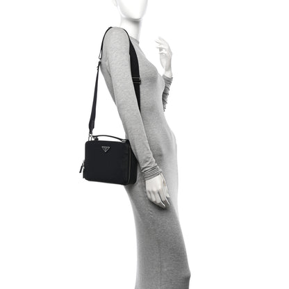 Prada Saffiano Travel Medium Brique Crossbody Bag Black 2 of 10