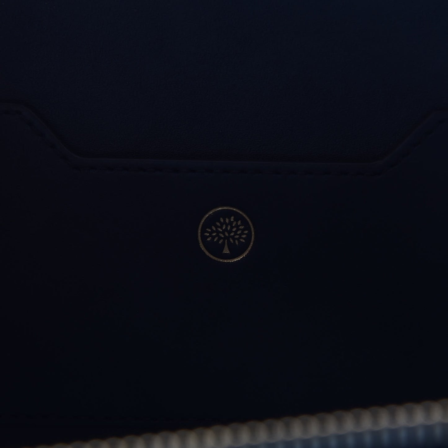 Smooth Calfskin Squirrel Embroidered Zip Around Clutch Wallet Navy