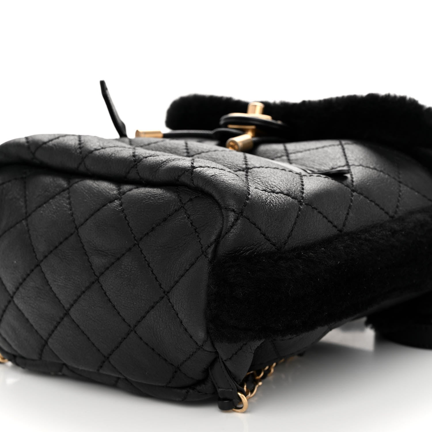 Chanel Lambskin Shearling Quilted CC Backpack Black 9 of 9