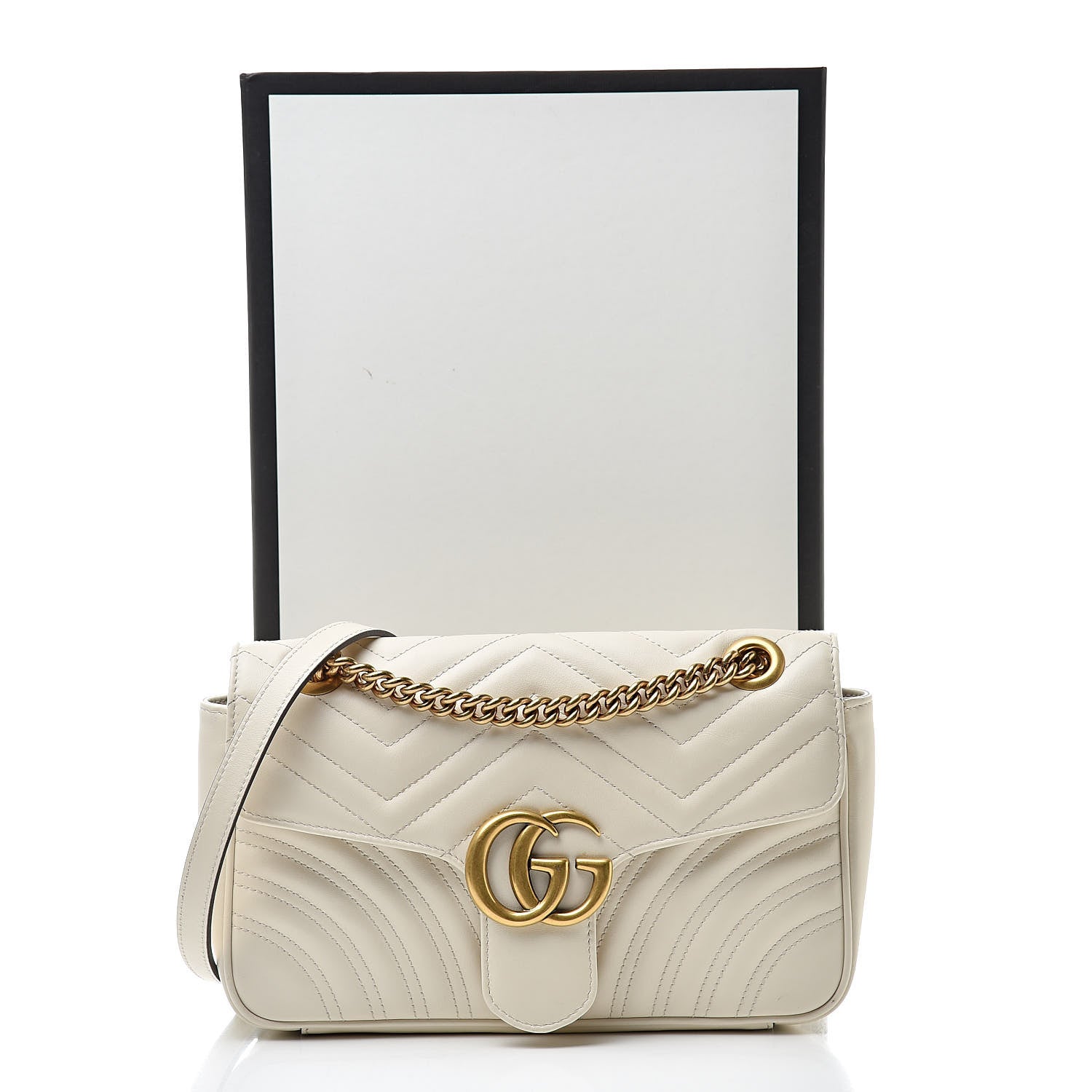 Gucci Calfskin Matelasse Small GG Marmont Shoulder Bag White 11 of 11