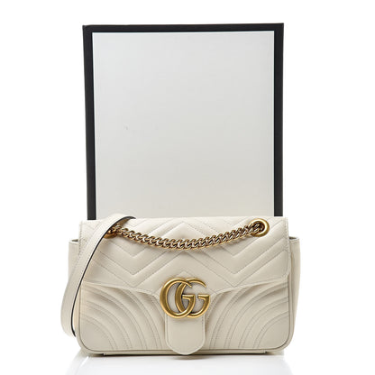 Gucci Calfskin Matelasse Small GG Marmont Shoulder Bag White 11 of 11