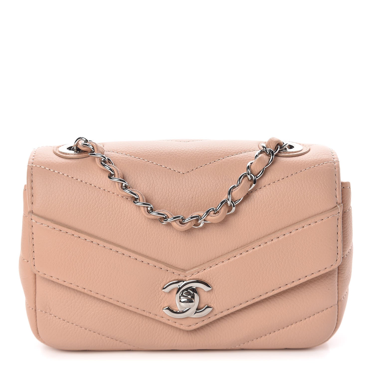 Chanel Caviar Chevron Quilted Small Single Flap Light Pink 1 of 10