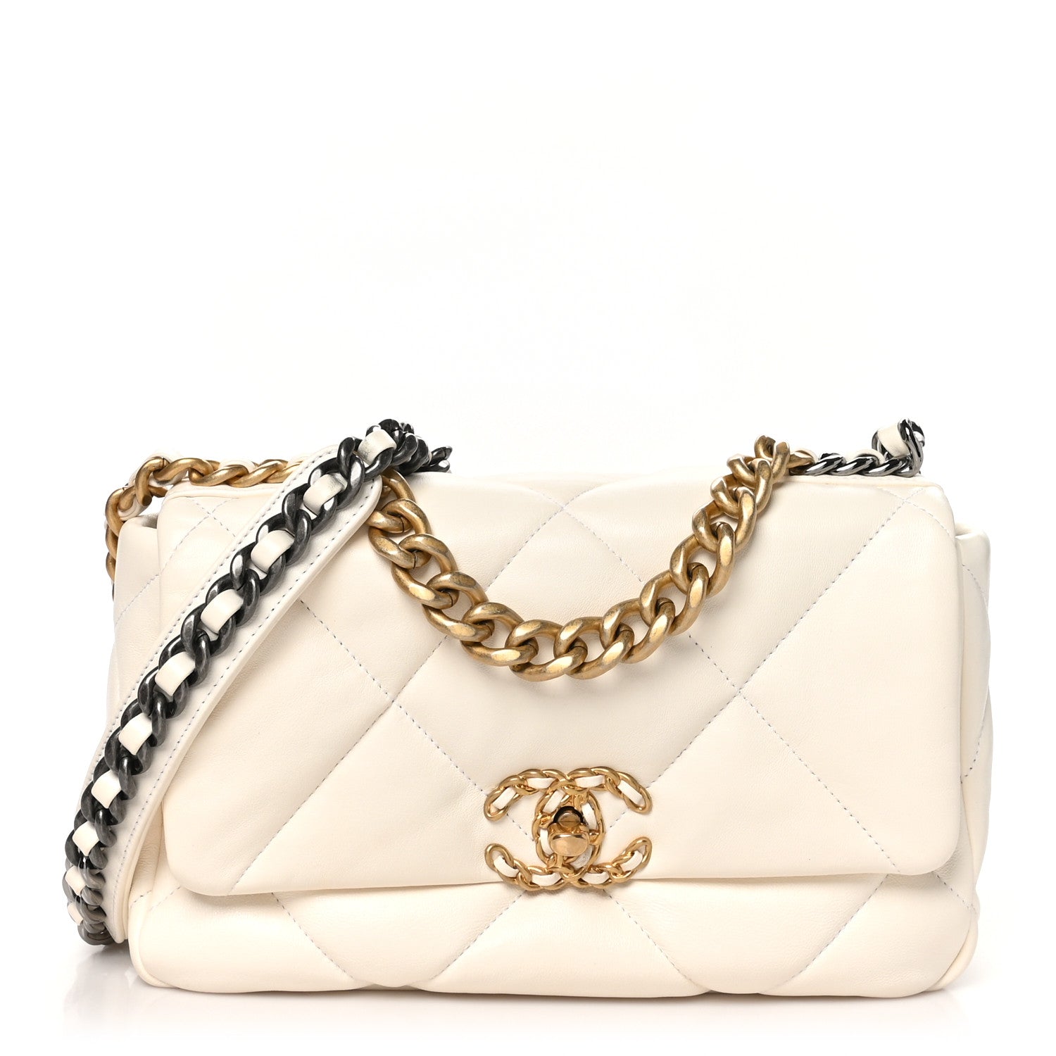 Chanel Lambskin Quilted Medium Chanel 19 Flap White 1 of 10