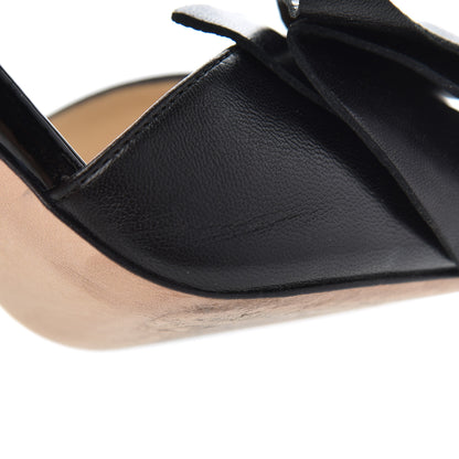 Jimmy Choo Shiny Calfskin Bow Sandals 37.5 Black 12 of 13