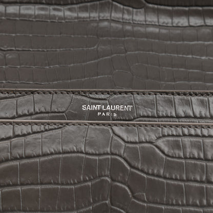 Saint Laurent Calfskin Crocodile Embossed Medium Monogram Sunset Fog 6 of 13