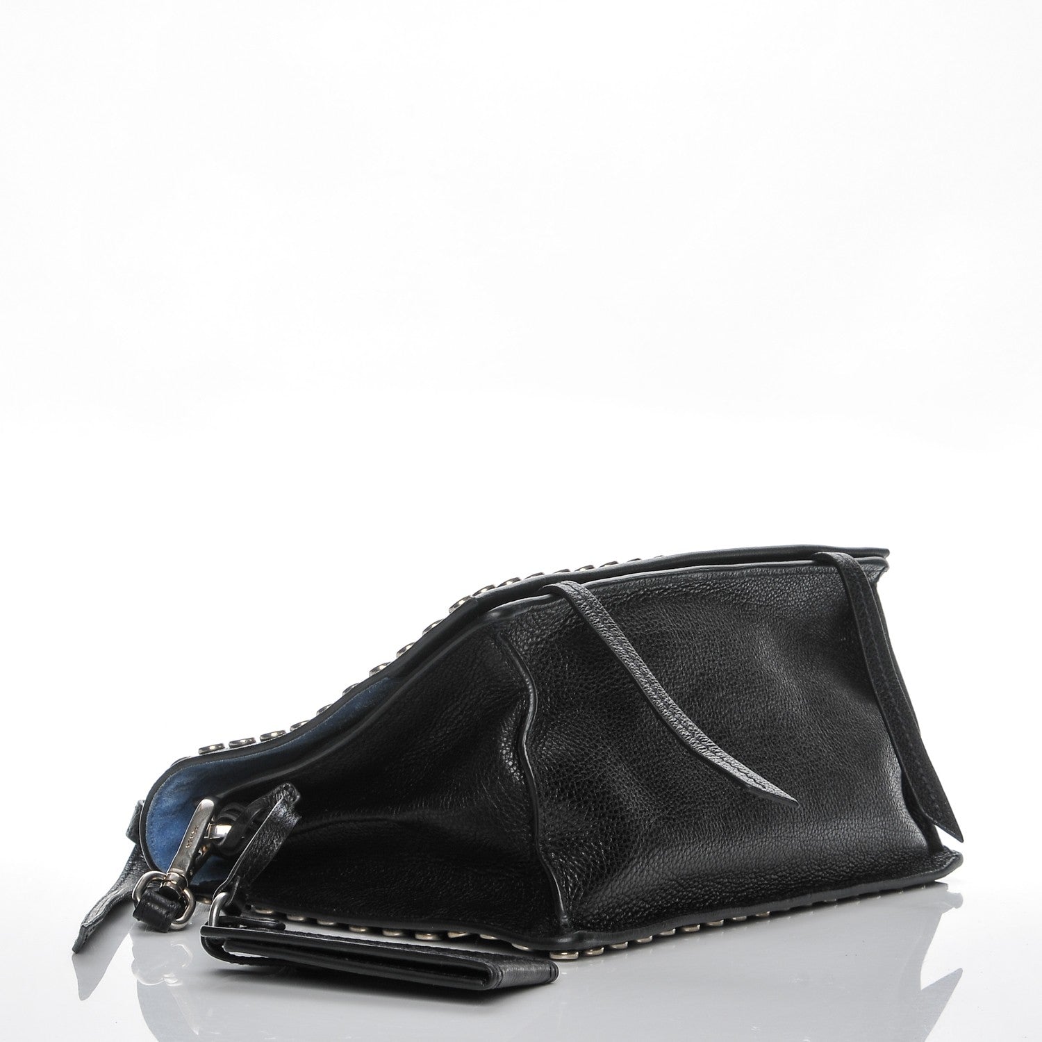 Prada Glace Calf Studded Etiquette Flap Nero Black 4 of 7