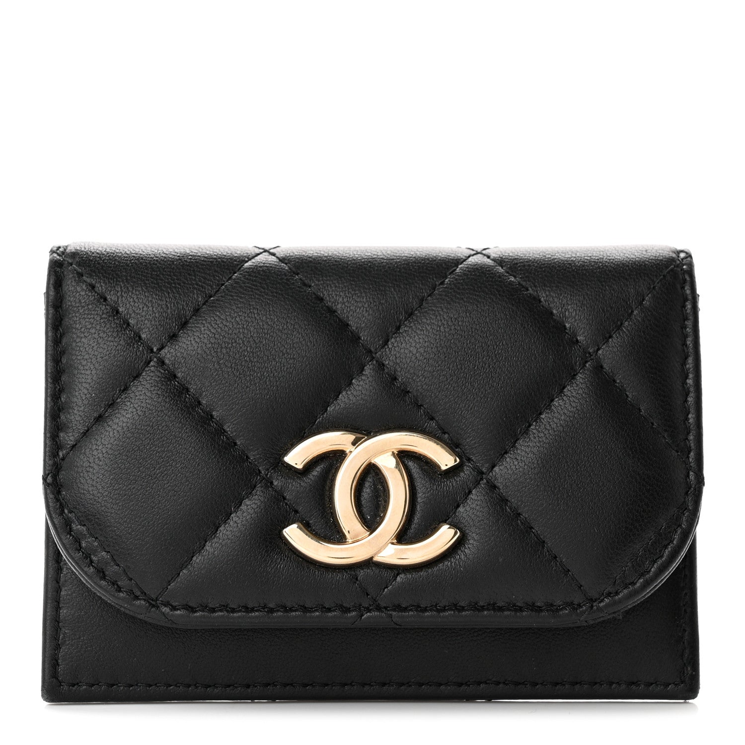 Chanel Lambskin Quilted Flap Card Holder Black 1 of 10
