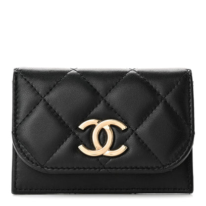 Chanel Lambskin Quilted Flap Card Holder Black 1 of 10