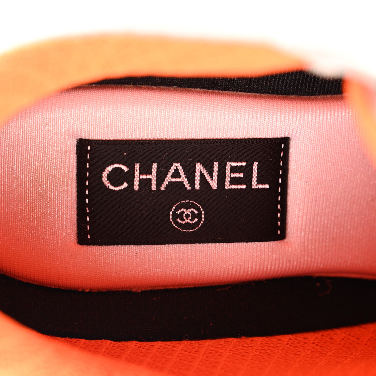Chanel Nylon Calfskin Suede CC Womens Sneakers 38.5 White Orange 7 of 9