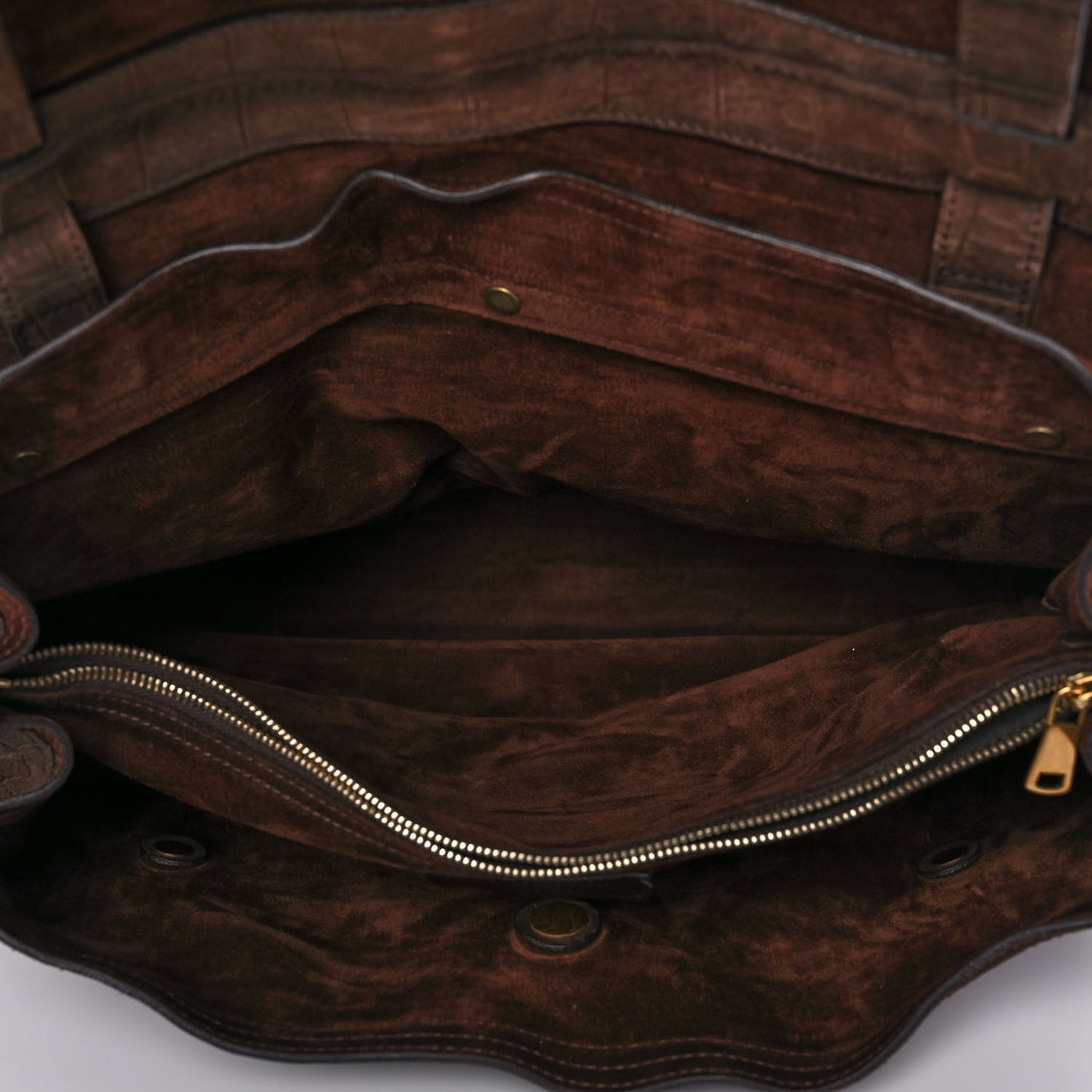 Nubuck Crocodile Embossed Large Muse Two Brown